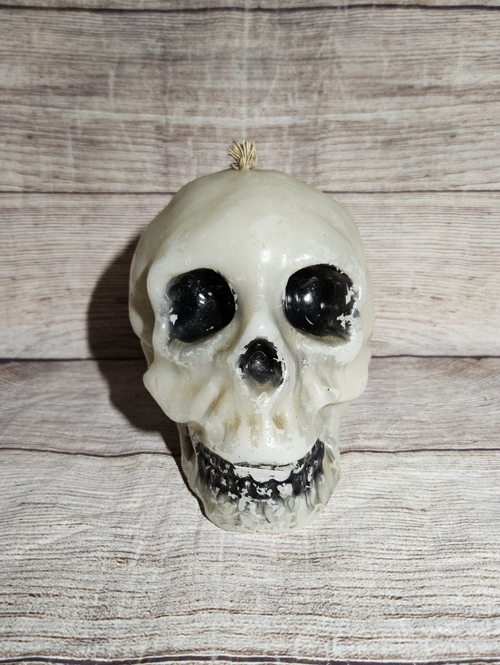 Vintage skeleton skull Halloween spooky gothic candle decor